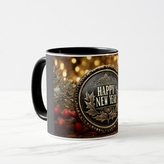 happy new year wishes on a festive background tasse (Vorderseite Links)