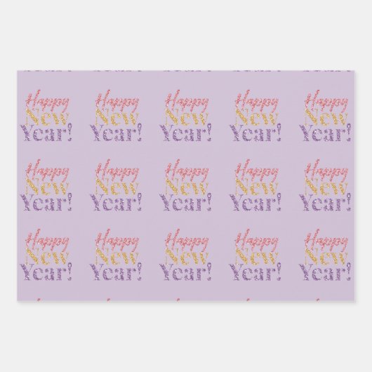Happy New Year Word Art Geschenkpapier Set (Vorderseite 2)