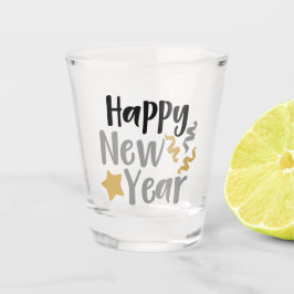Happy New Year Word Art Schnapsglas