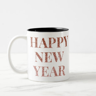 Happy new year word art typography zweifarbige tasse
