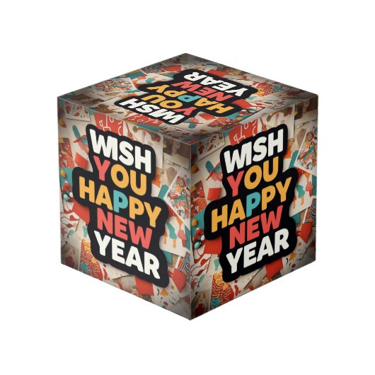 Happy New year Würfel (Rückseite Schrägansicht)