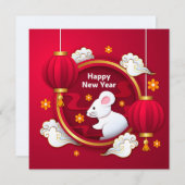Happy New Year - Year of the Rat Einladung (Vorne/Hinten)
