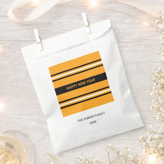 Happy New Year Yellow and Black Geschenktütchen (Ausgeschnitten)