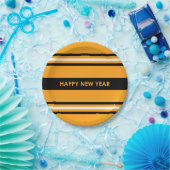 Happy New Year Yellow and Black Pappteller (Party)