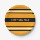 Happy New Year Yellow and Black Pappteller (Vorderseite)