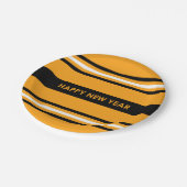 Happy New Year Yellow and Black Pappteller (Schrägansicht)