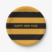 Happy New Year Yellow and Black Pappteller (Vorderseite)