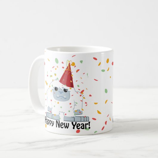 Happy New Year Yeti Kaffeetasse (Vorderseite Links)