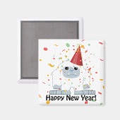 Happy New Year Yeti Magnet (Vorderseite/Rückseite)