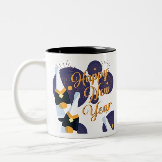 Happy New Year Zweifarbige Tasse (Links)