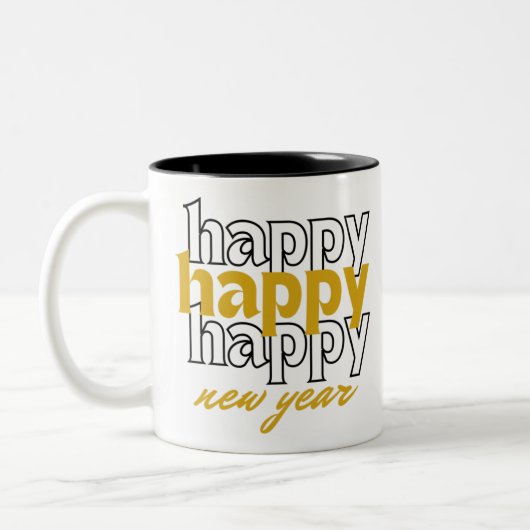 Happy New Year Zweifarbige Tasse (Links)
