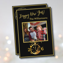 Happy New Year's 4 Photo Clock Card