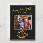Happy New Year's 4 Photo Clock Card Einladung (Vorderseite)