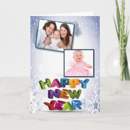 Happy New Year's Add Your Two Fotos Grußkarte Feiertagskarte