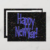 Happy New Years Blue Text Feiertagspostkarte (Vorne/Hinten)