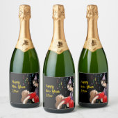 Happy New Year's Dancing Schaumweinetikett (Flaschen)