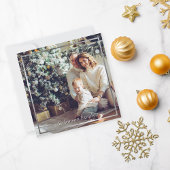 Happy New Years einfaches Schwarz/Weiß Kariertes F Mitteilungskarte