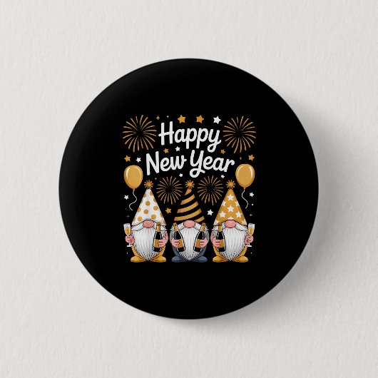 Happy New Years Eve Party Gnomes Matching Family  Button (Vorderseite)