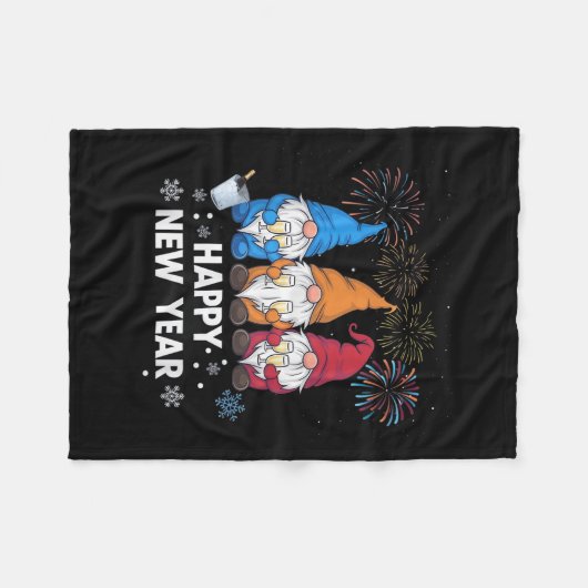 Happy New Years Eve Party Gnomes Matching Family O Fleecedecke (Vorderseite (Horizontal))
