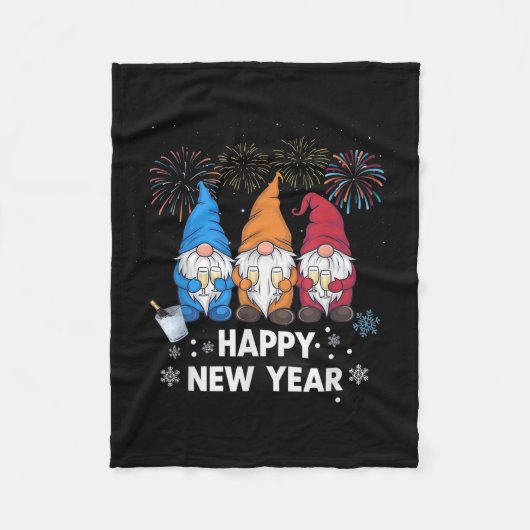 Happy New Years Eve Party Gnomes Matching Family O Fleecedecke (Vorderseite)
