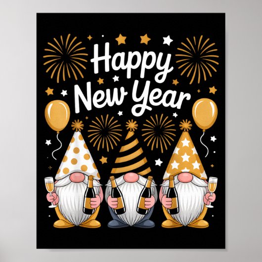 Happy New Years Eve Party Gnomes Matching Family Poster (Vorne)
