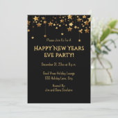 Happy New Years Eve Party Gold Stars Einladung (Stehend Vorderseite)