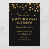 Happy New Years Eve Party Gold Stars Einladung (Vorderseite)