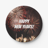 Happy New Years Fireworks Pappteller (Vorderseite)