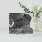 Happy New Years Glitzer Silver Foto Karte (Stehend Vorderseite)