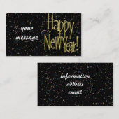 Happy New Years Gold Text Visitenkarte (Vorne/Hinten)