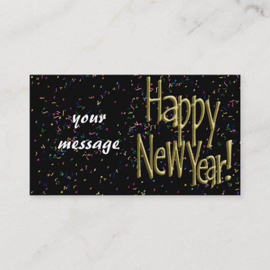 Happy New Years Gold Text Visitenkarte (Vorderseite)