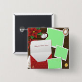 Happy New Year's Holly Add Fotos Button-Back-Butto Button (Vorne & Hinten)