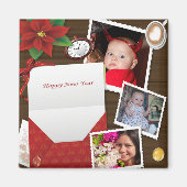 Happy New Year's mit Holly Add Your Fotos Magnet (Vorne)