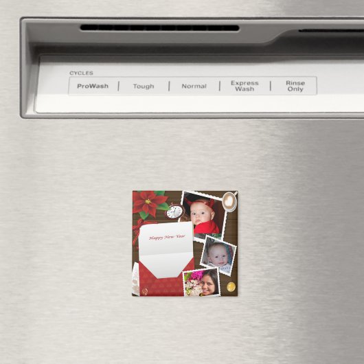 Happy New Year's mit Holly Add Your Fotos Magnet (In Situ (Geschirrspüler))