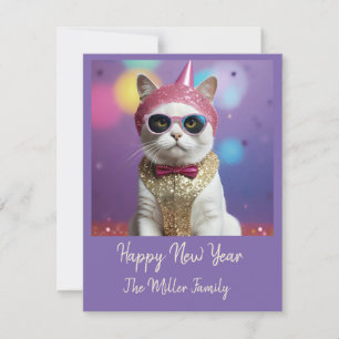 Happy New Year's Party - Cat in Disguise Feiertagskarte