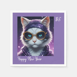 Happy New Year's Party - Cat in Disguise Serviette