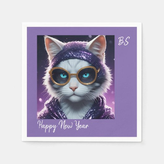 Happy New Year's Party - Cat in Disguise Serviette (Vorderseite)