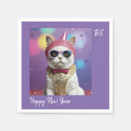 Happy New Year's Party - Cat in Disguise Serviette