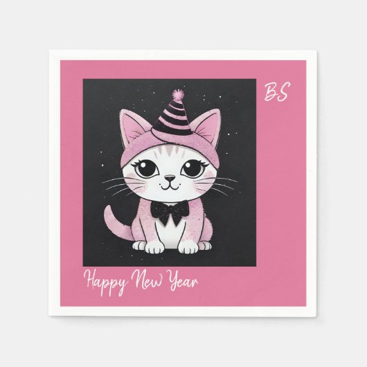 Happy New Year's Party - Cat in Disguise Serviette (Vorderseite)