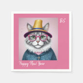 Happy New Year's Party - Cat in Disguise Serviette (Vorderseite)
