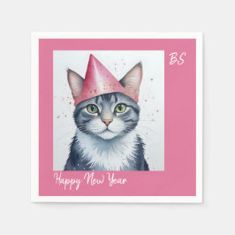 Happy New Year's Party - Cat in Disguise Serviette