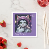 Happy New Year's Party - Cat in Disguise Serviette (Beispiel)