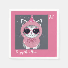 Happy New Year's Party - Cat in Disguise Serviette