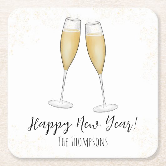 Happy New Years Party Champagne Party Rechteckiger Pappuntersetzer (Vorderseite)