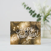 HAPPY NEW YEARS POSTCARD MIT GOLDEN DETAILS POSTKARTE (Stehend Vorderseite)