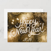 HAPPY NEW YEARS POSTCARD MIT GOLDEN DETAILS POSTKARTE (Vorne/Hinten)