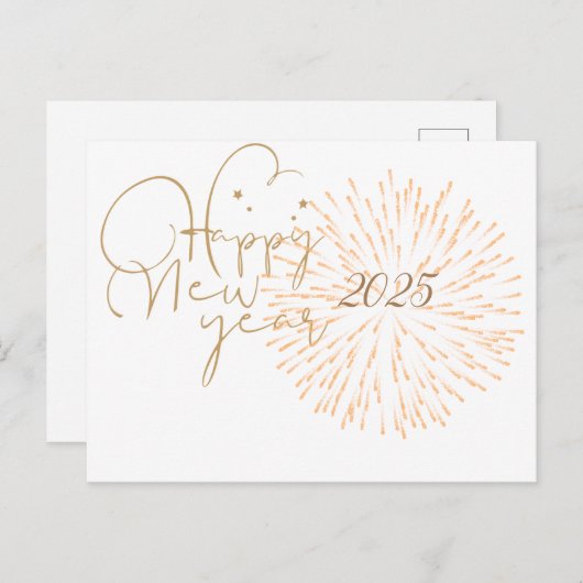 HAPPY NEW YEARS POSTCARD MIT GOLDEN DETAILS POSTKARTE (Vorne/Hinten)