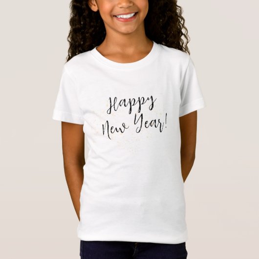 Happy New Years Simple Calligraphy Script T-Shirt (Vorderseite)