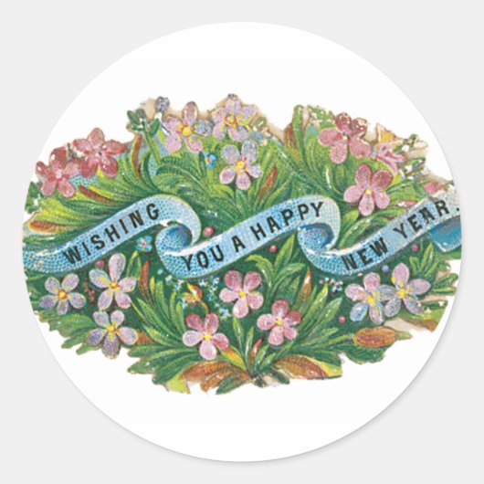 Happy New Years Stickers - Vintages Design (Vorderseite)