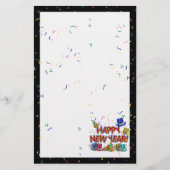 Happy New Years Text mit Party Hats & Confetti Briefpapier (Vorderseite)